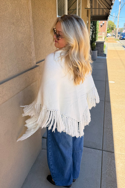 Chloe Fringe Knit Poncho