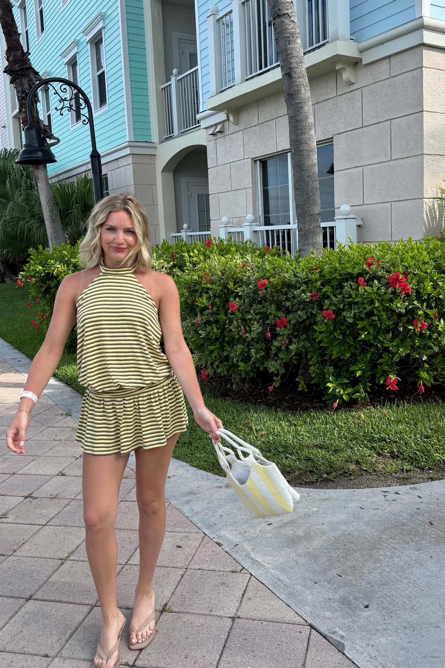 Butter Stripe Mini Dress - Yellow Multi