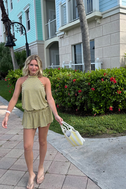 Butter Stripe Mini Dress - Yellow Multi