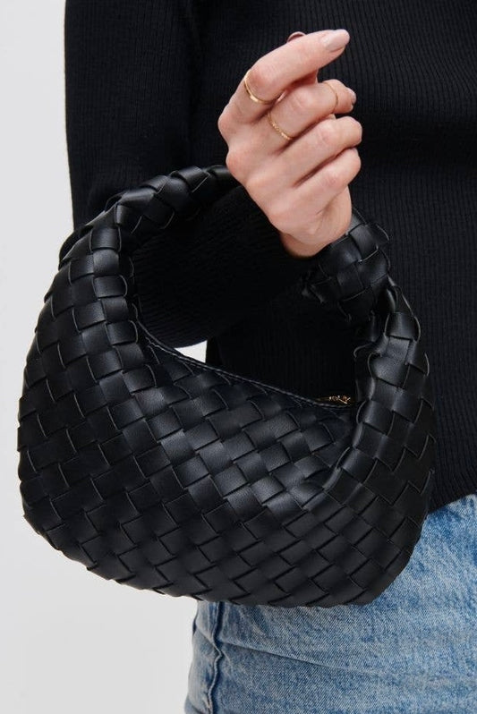 Mini Knot Bag: Black Leather