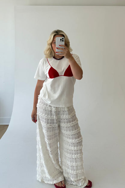 Beach Club Tee - White/Red