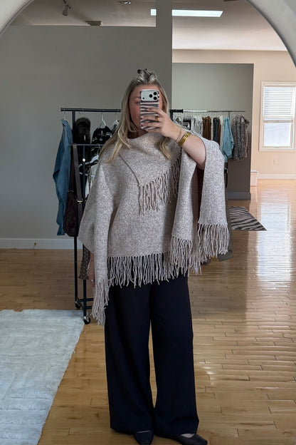 Haven Fringe Knit Poncho