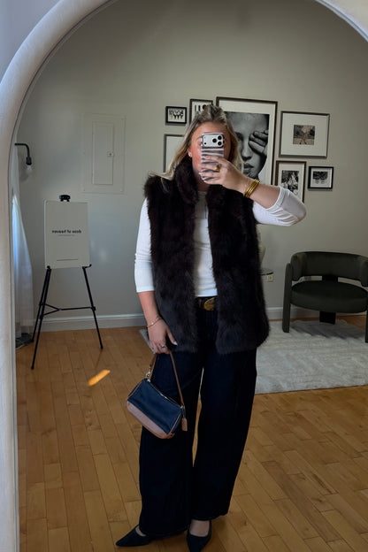 Fur Vest in Chocolate