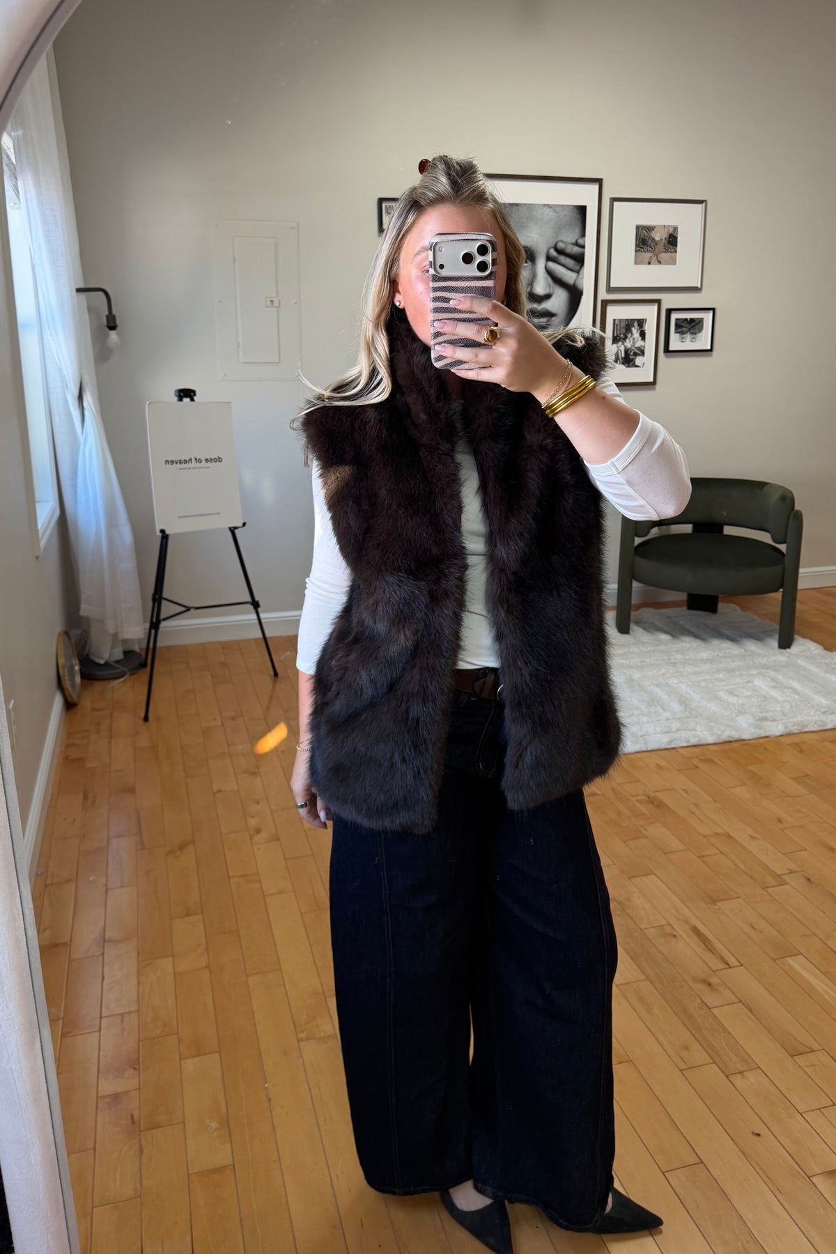 Fur Vest in Chocolate