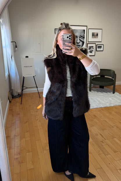 Fur Vest in Chocolate