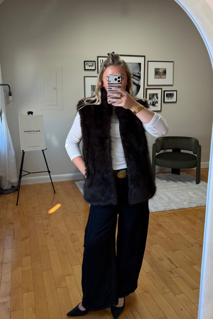 Fur Vest in Chocolate