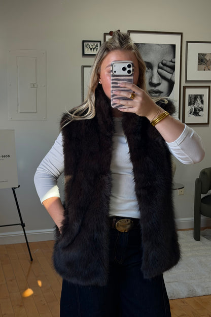 Fur Vest in Chocolate