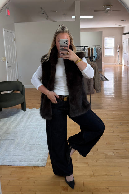 Fur Vest in Chocolate