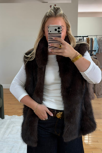 Fur Vest in Chocolate