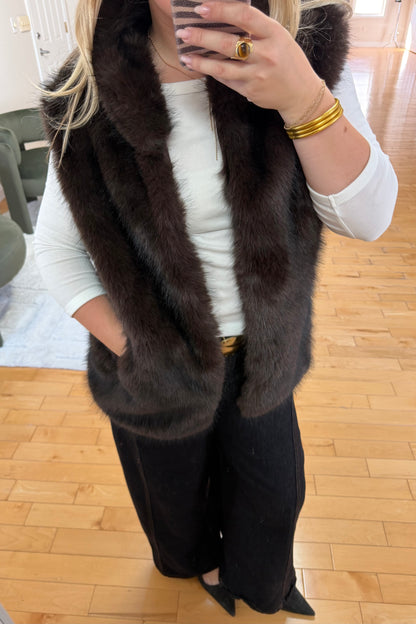 Fur Vest in Chocolate