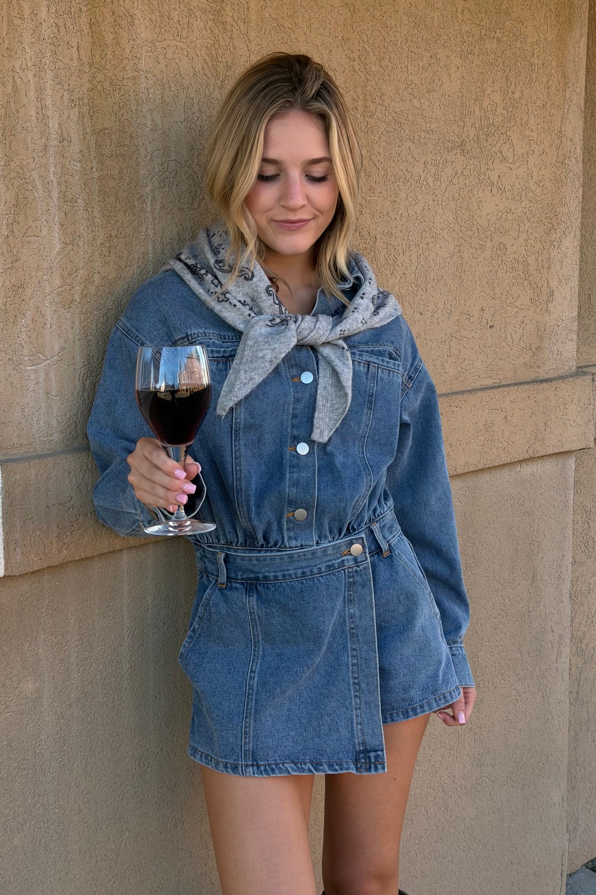 Harlow Denim Skort Romper