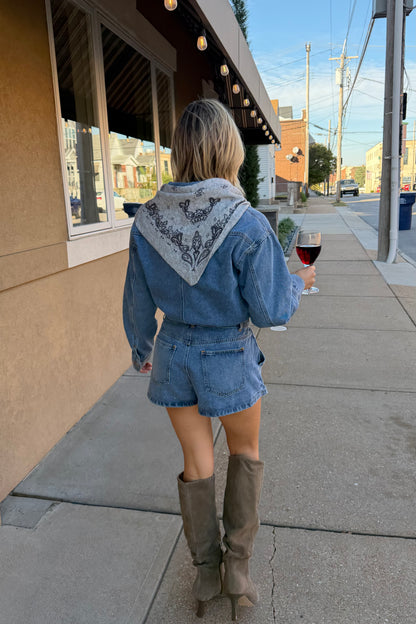 Harlow Denim Skort Romper