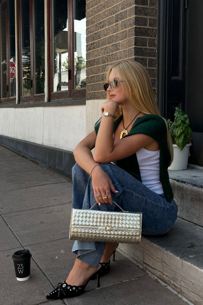 Woven Clutch in Gold