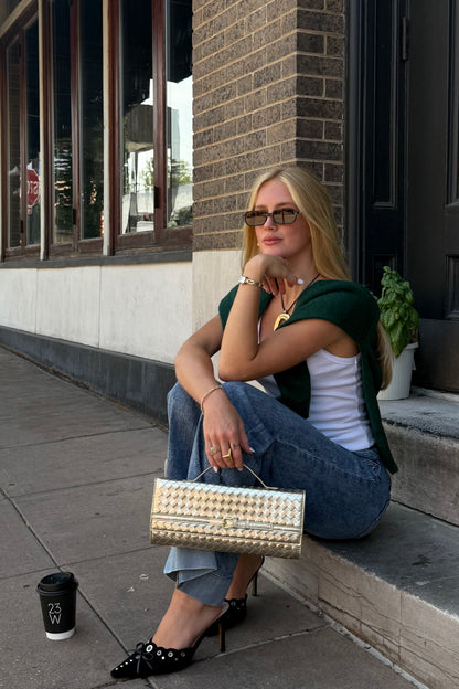 Woven Clutch in Gold