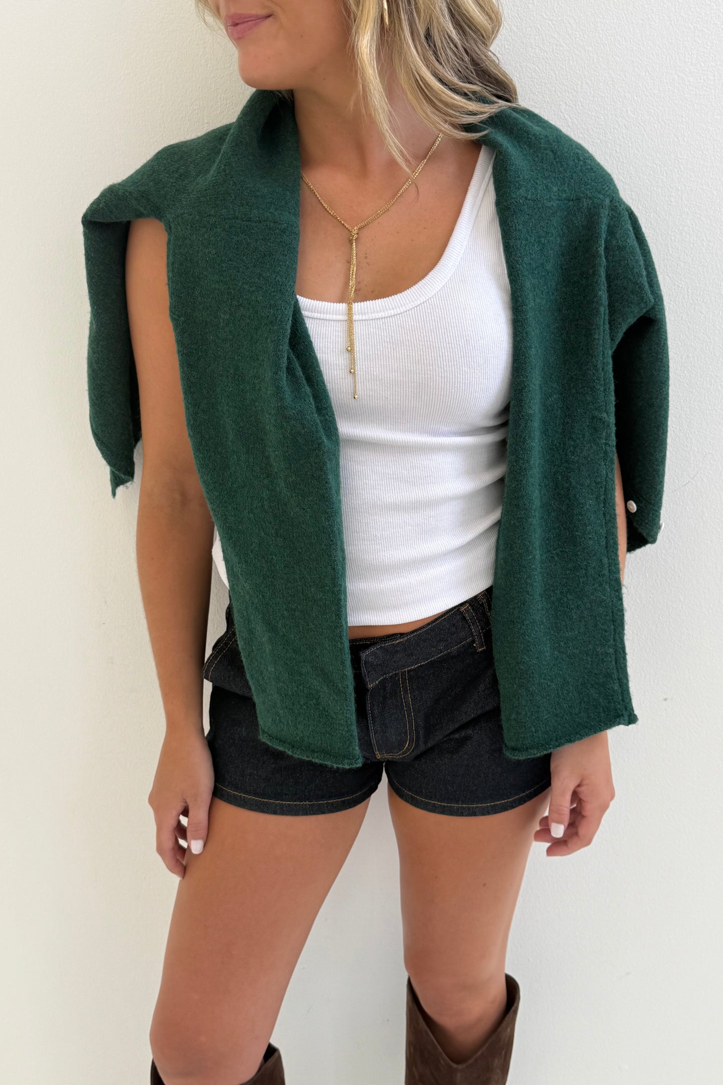 Essential Cardigan in Forest Green