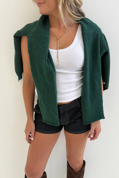 Essential Cardigan in Forest Green