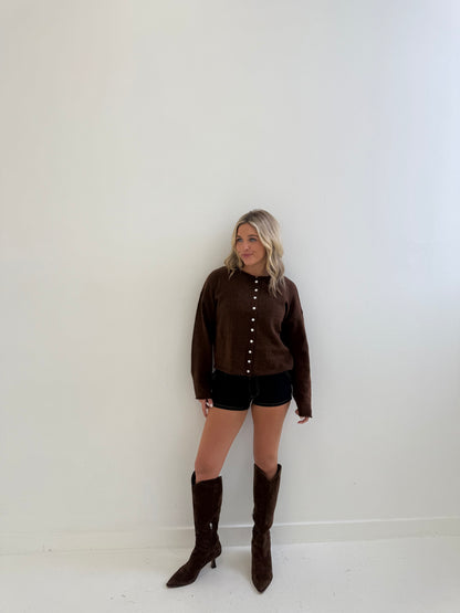 Essential Cardigan in Brown