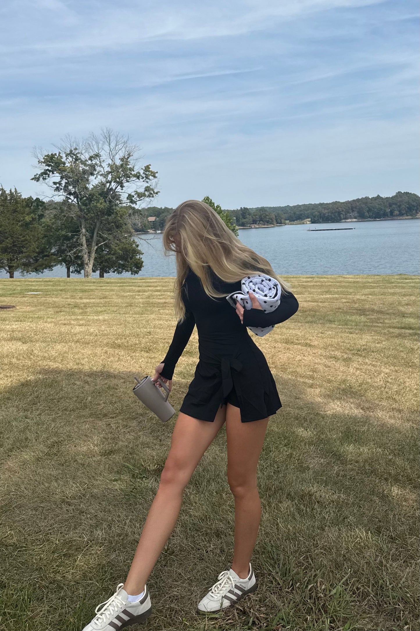 Long Sleeve Wrap Dress - Black