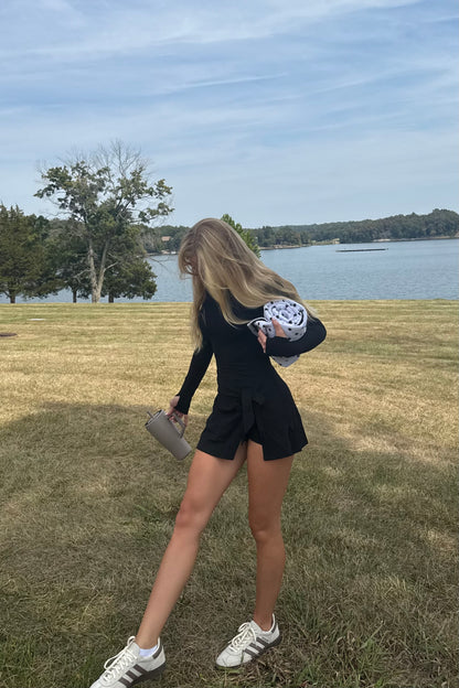 Long Sleeve Wrap Dress - Black