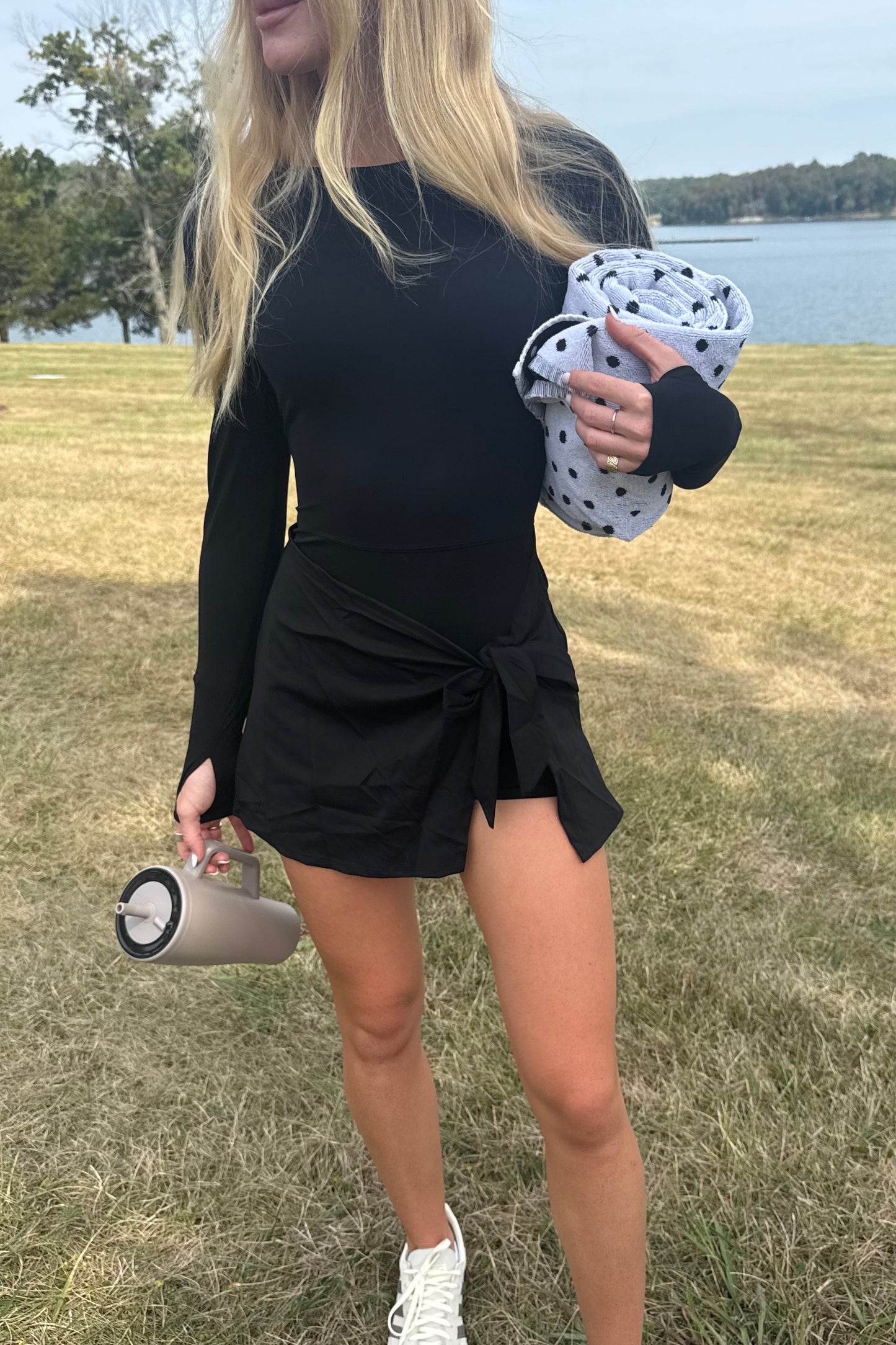 Long Sleeve Wrap Dress - Black