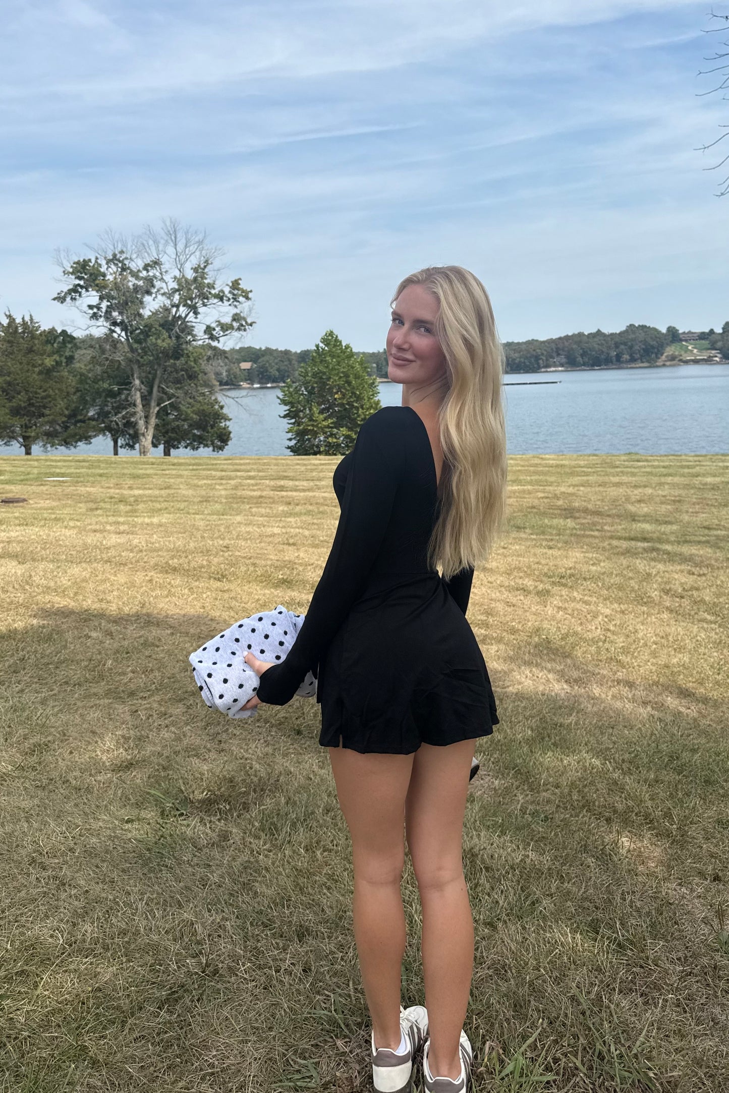 Long Sleeve Wrap Dress - Black