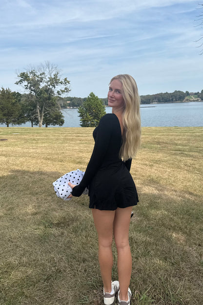 Long Sleeve Wrap Dress - Black