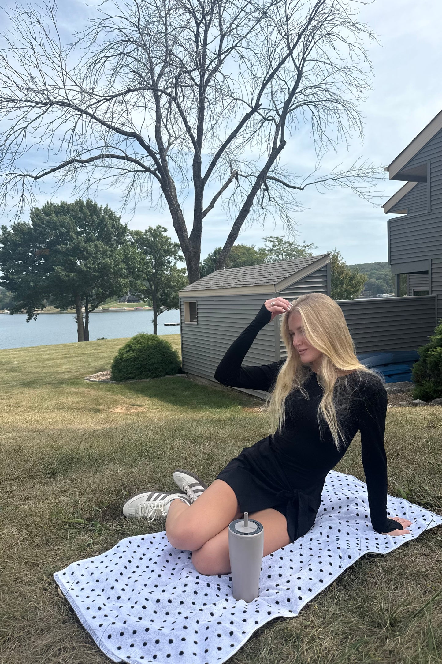 Long Sleeve Wrap Dress - Black