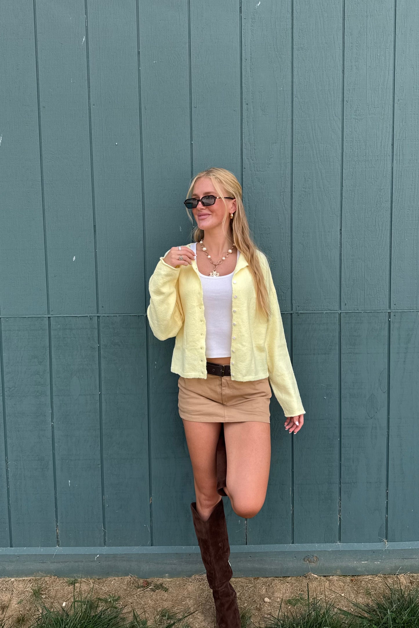 Essential Cardigan in Yellow