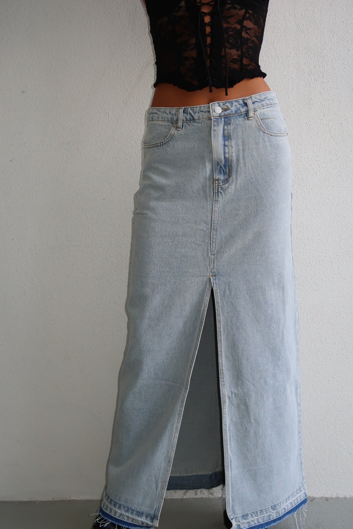 80's Inspired Long Denim Skirt