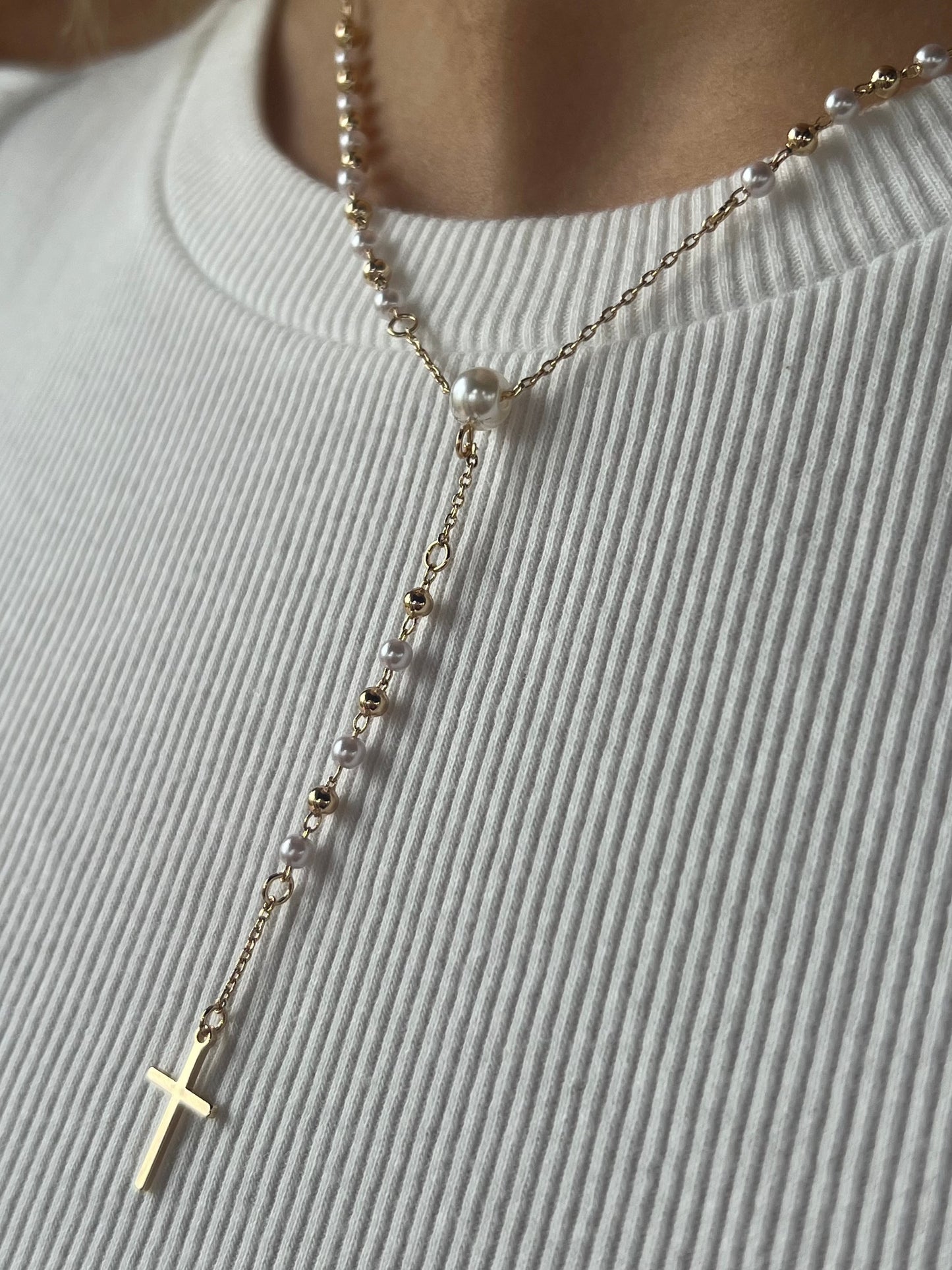 Pearl & Cross Necklace