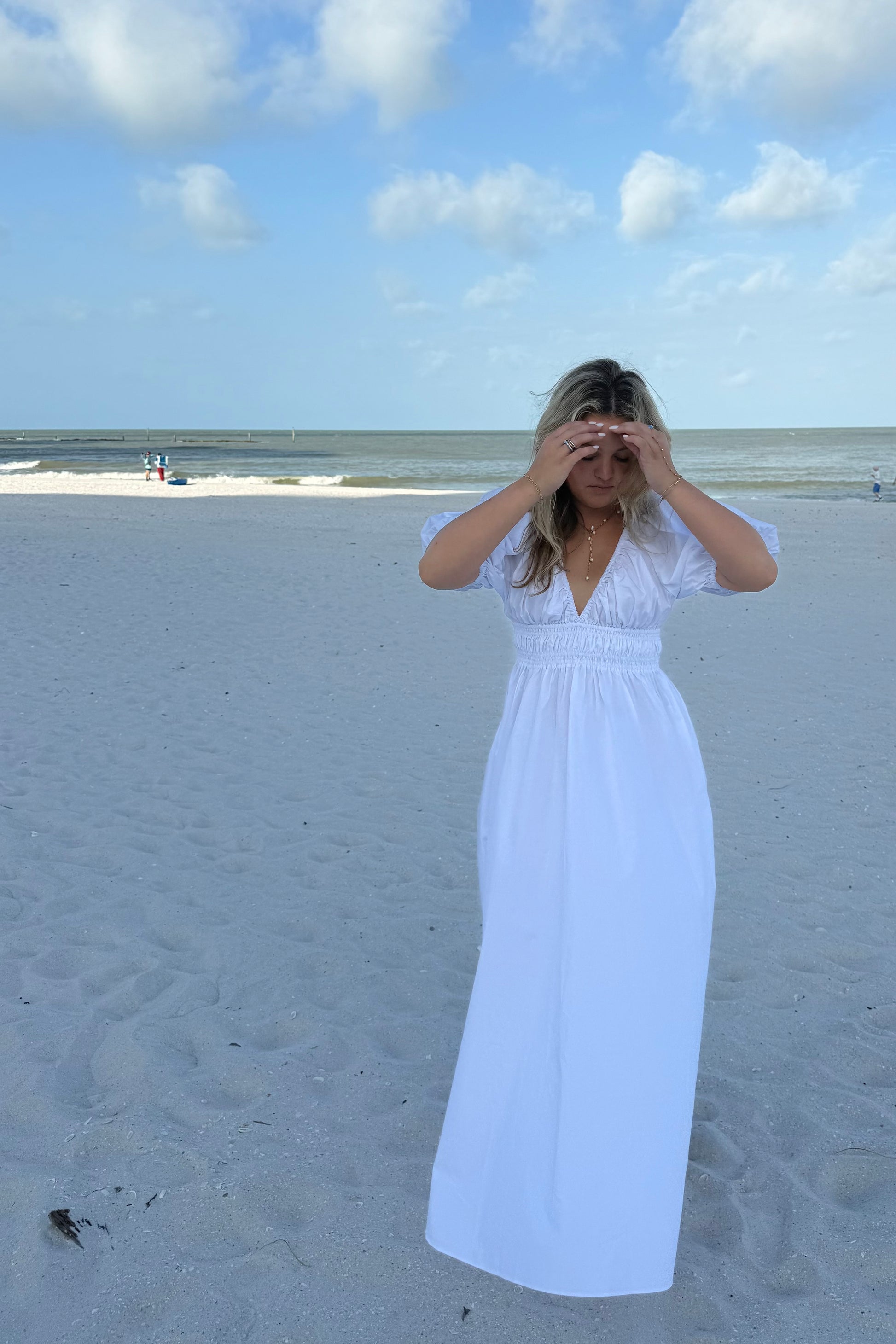 white summer beach maxi dress Ivory Seaside Drift Maxi Dress