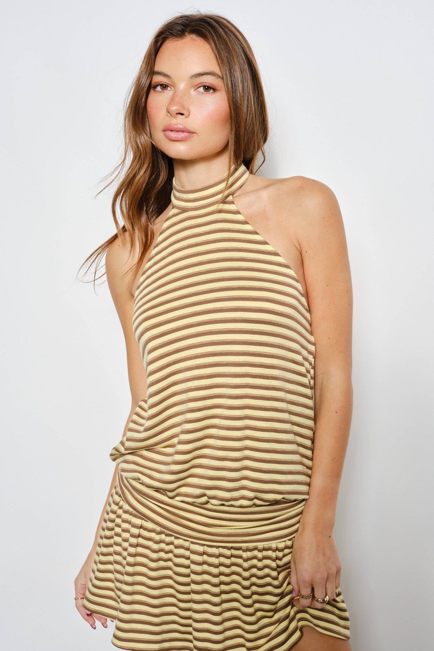 Butter Stripe Mini Dress - Yellow Multi