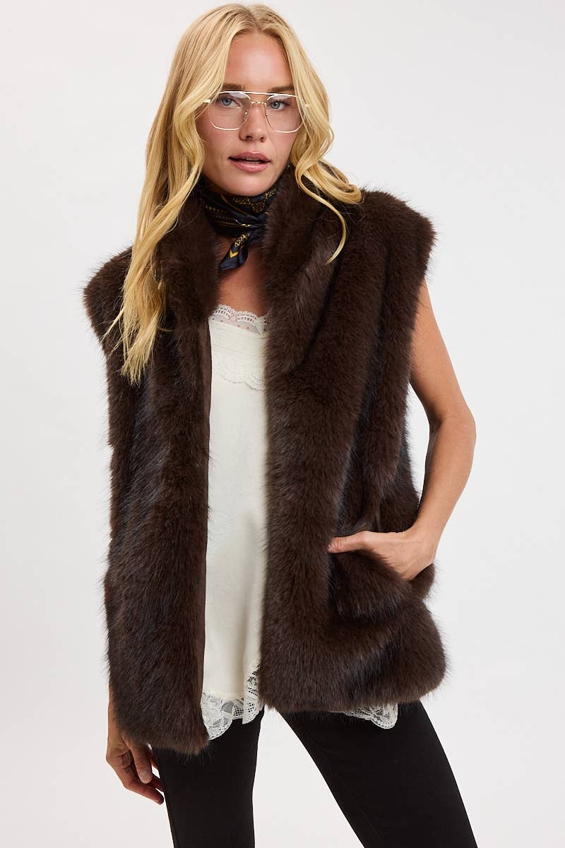Fur Vest in Chocolate