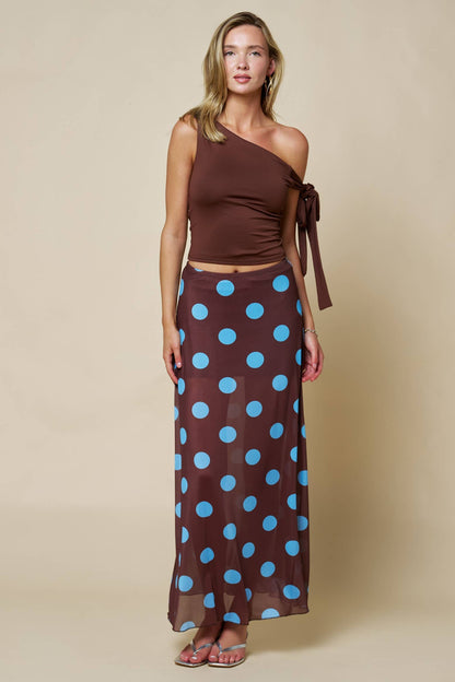 Mocha Dot Maxi Skirt