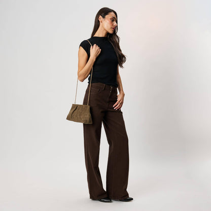 Rue Croc Clutch in Olive