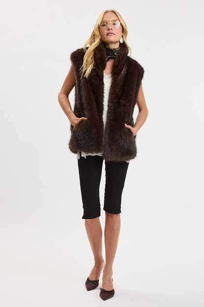 Fur Vest in Chocolate
