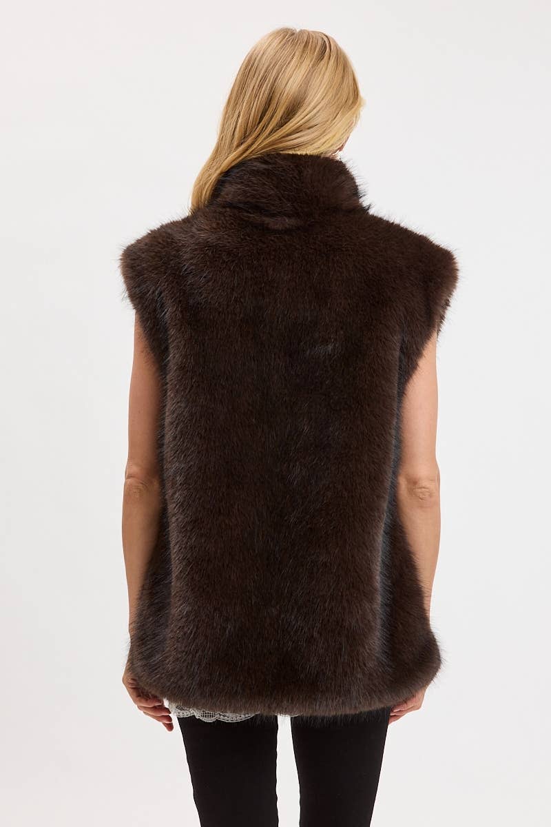 Fur Vest in Chocolate