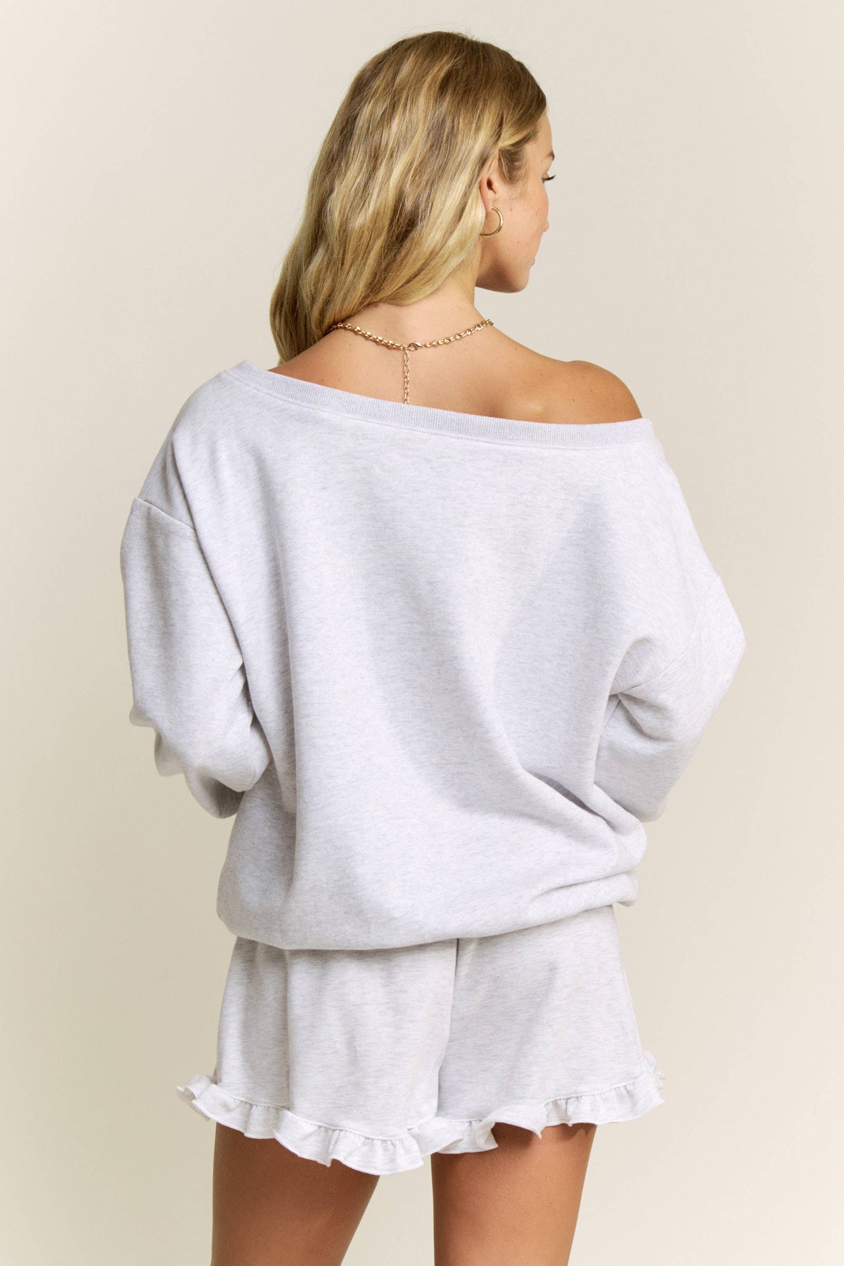 Ciao Off-Shoulder Sweatshirt: Red