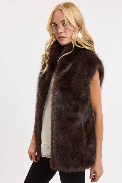 Fur Vest in Chocolate