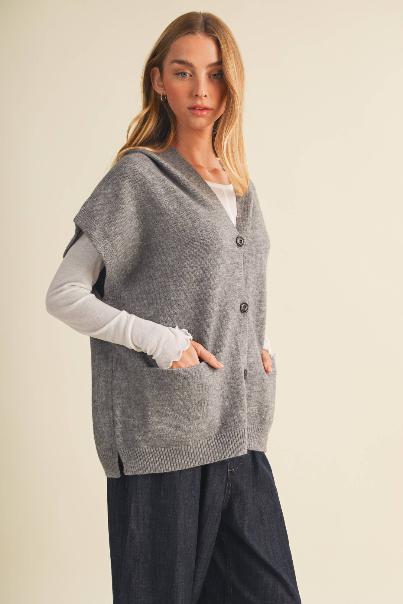 Lexington Hooded Knit Vest – Grey