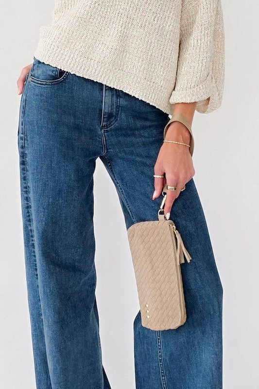 Emma Woven Clutch Wristlet - Taupe