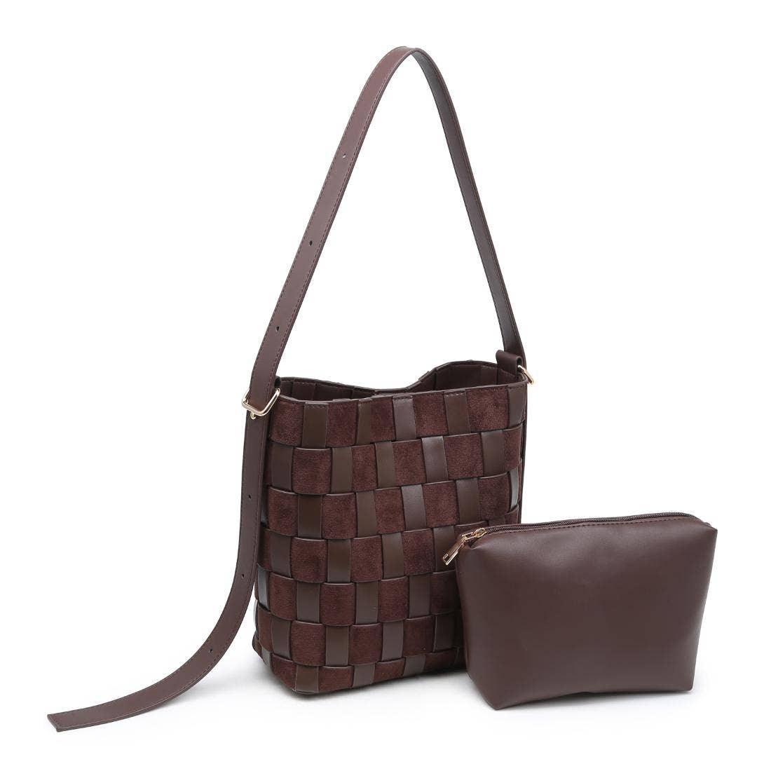 Willa Woven Bucket Bag - Brown