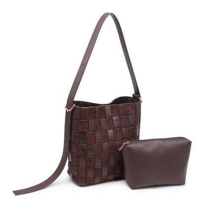 Willa Woven Bucket Bag - Brown