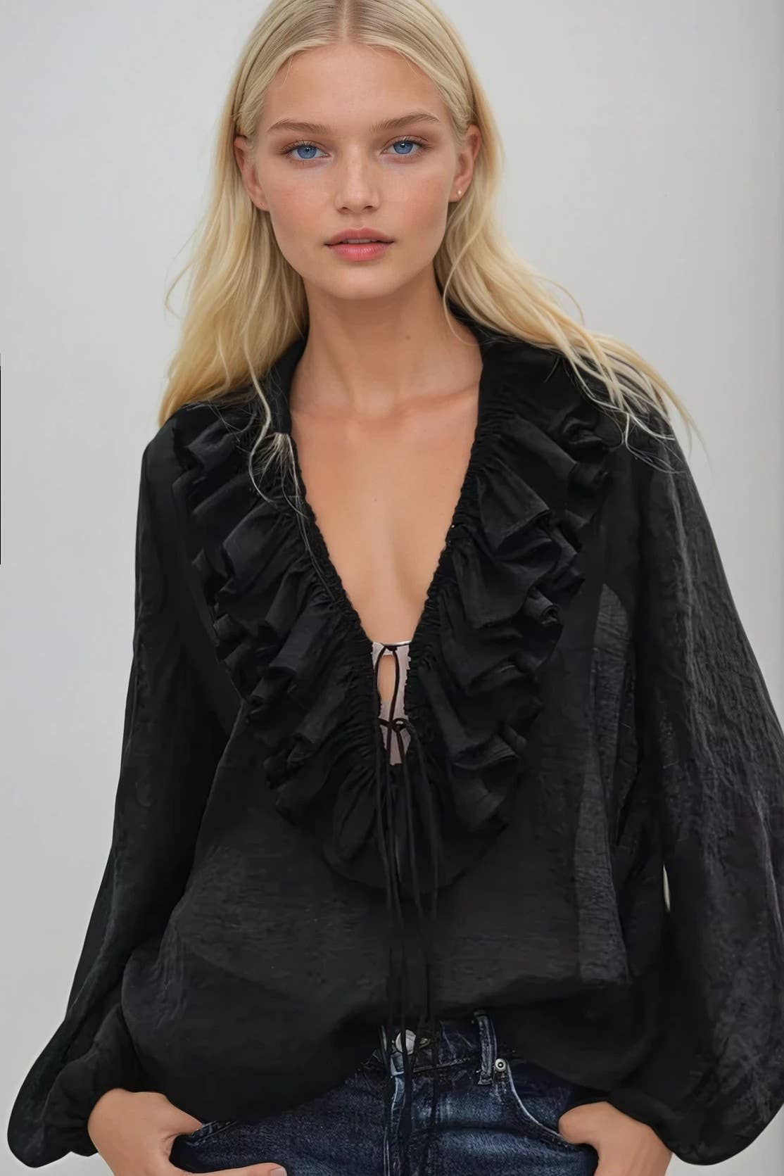 Ruffle Muse Blouse - Black